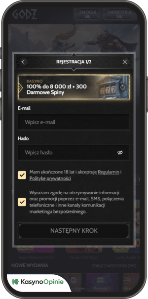 proces rejestracji w godz casino
